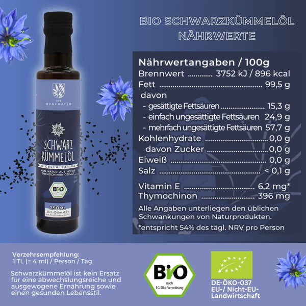 Schwarzkümmelöl kaltgepresst (Nigella sativa)