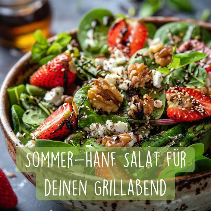 Rezept Sommersalat mit grünem Spargel, Erdbeeren & Hanfsamen