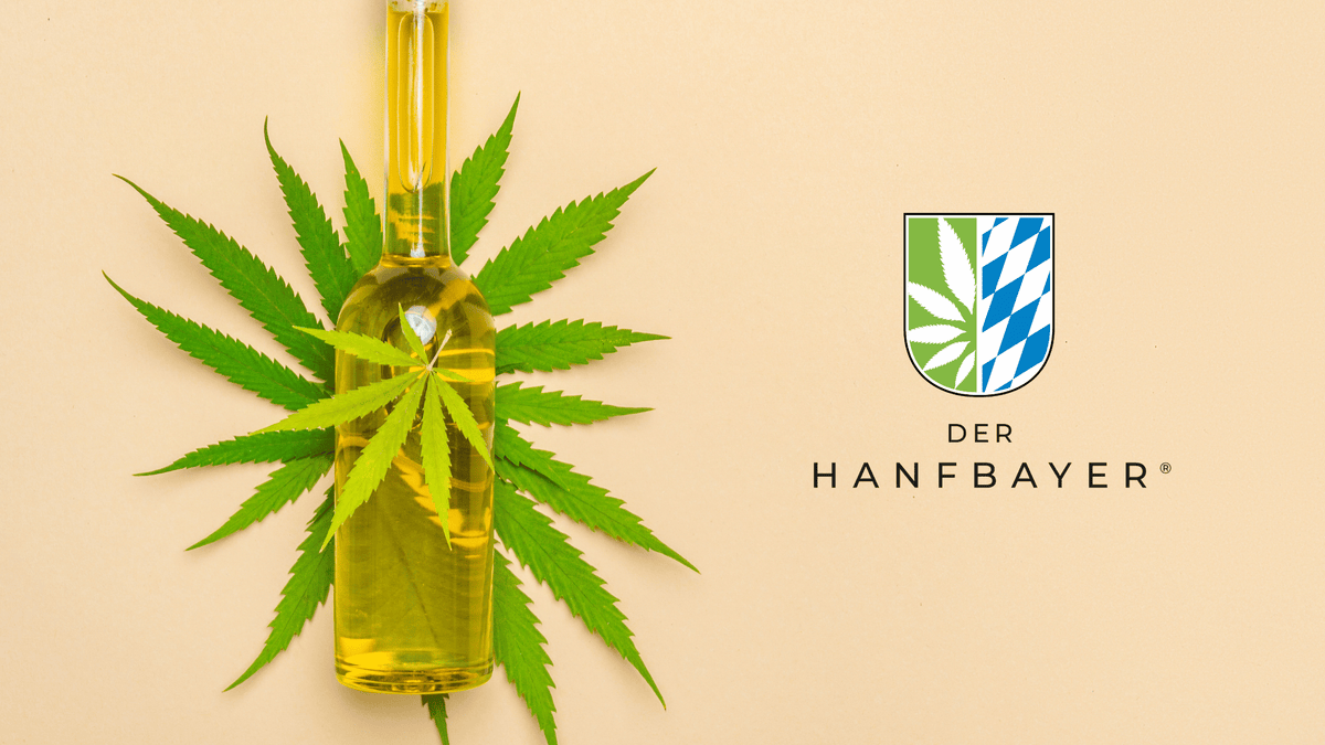 Was ist Hanföl? Blog Banner mit einer Flasche Hanföl