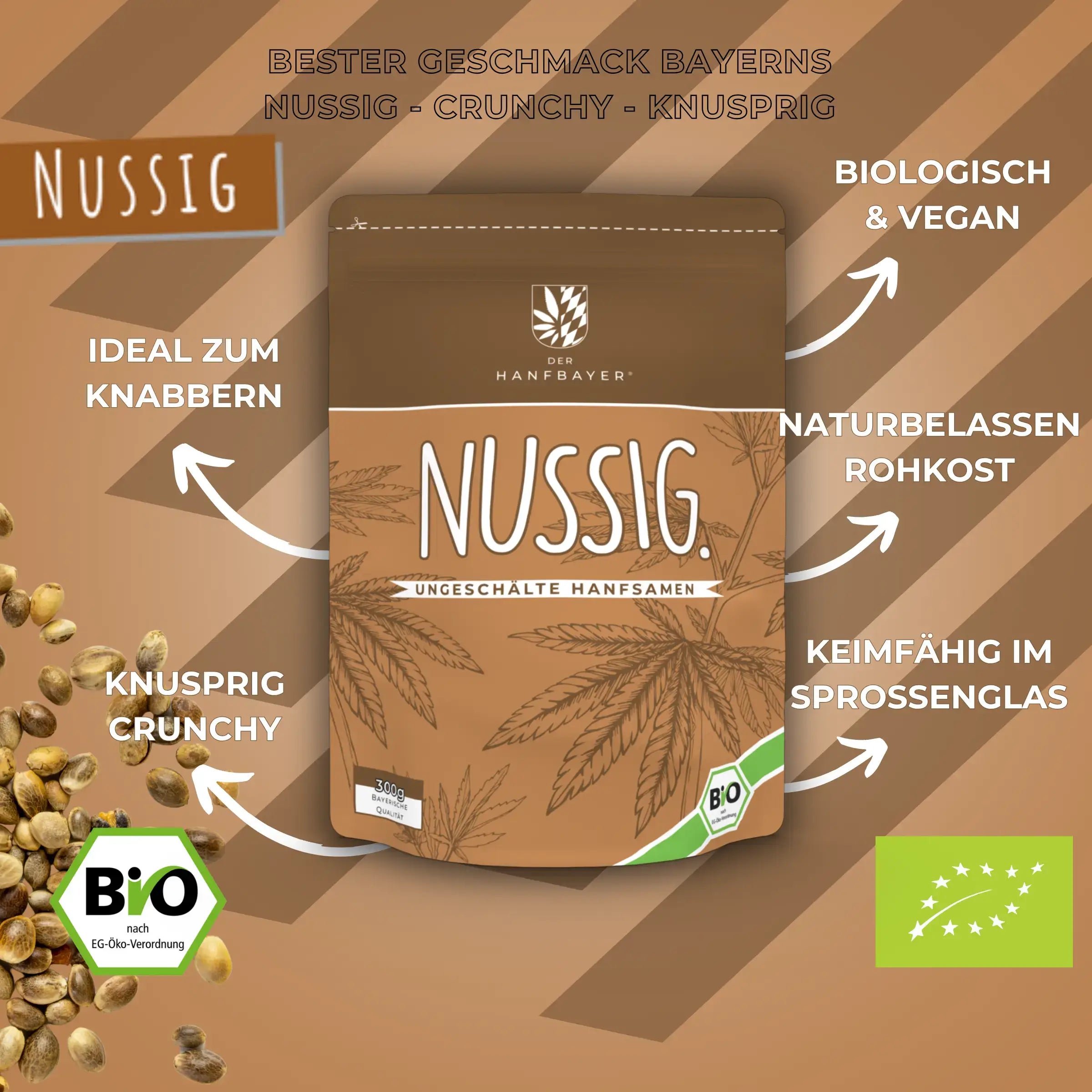 Ungeschälte Bio Hanfsamen