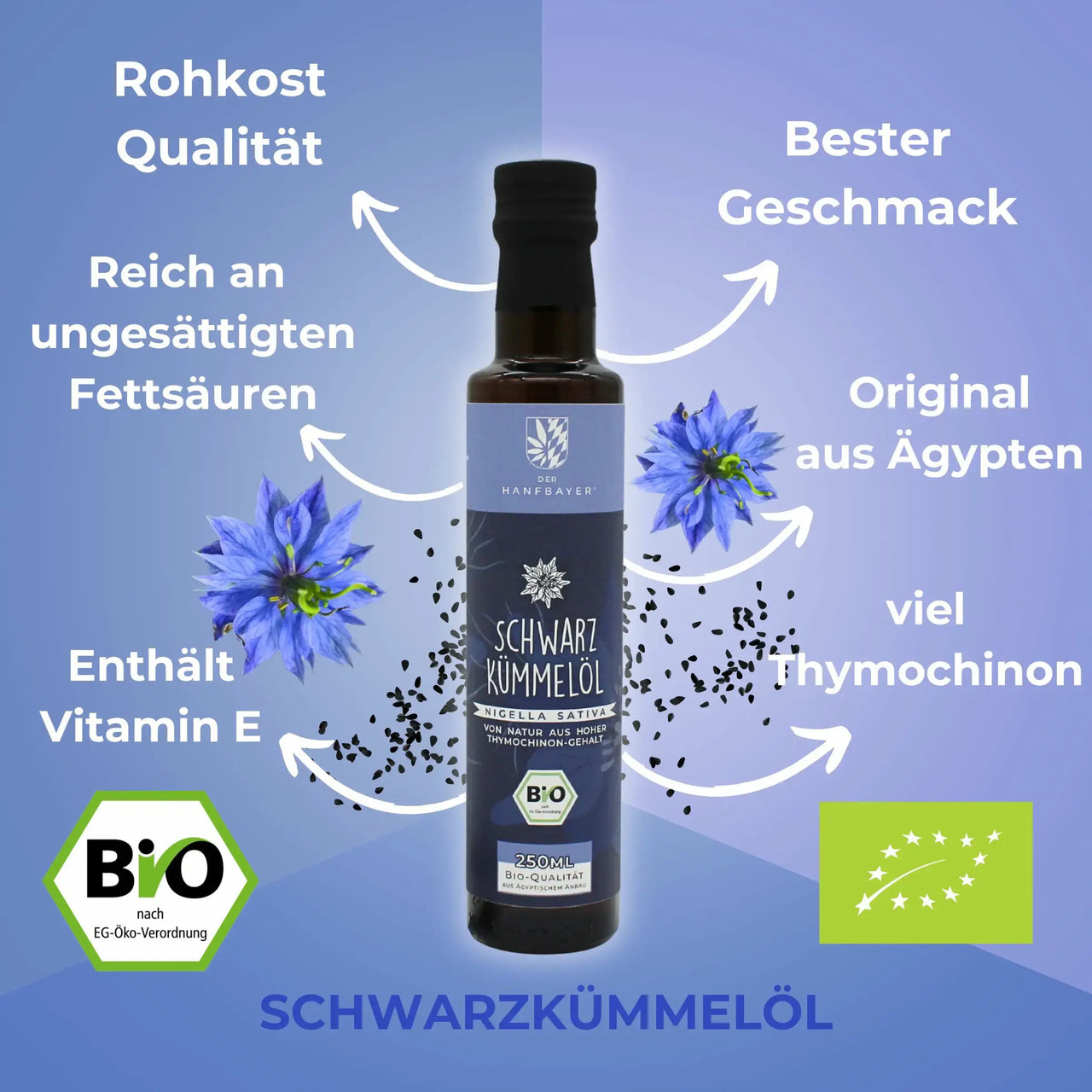 Bio Schwarzkümmelöl kaltgepresst (Nigella sativa)