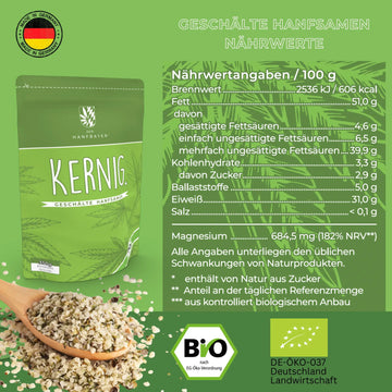 Bio Geschälte Hanfsamen Nährwerte