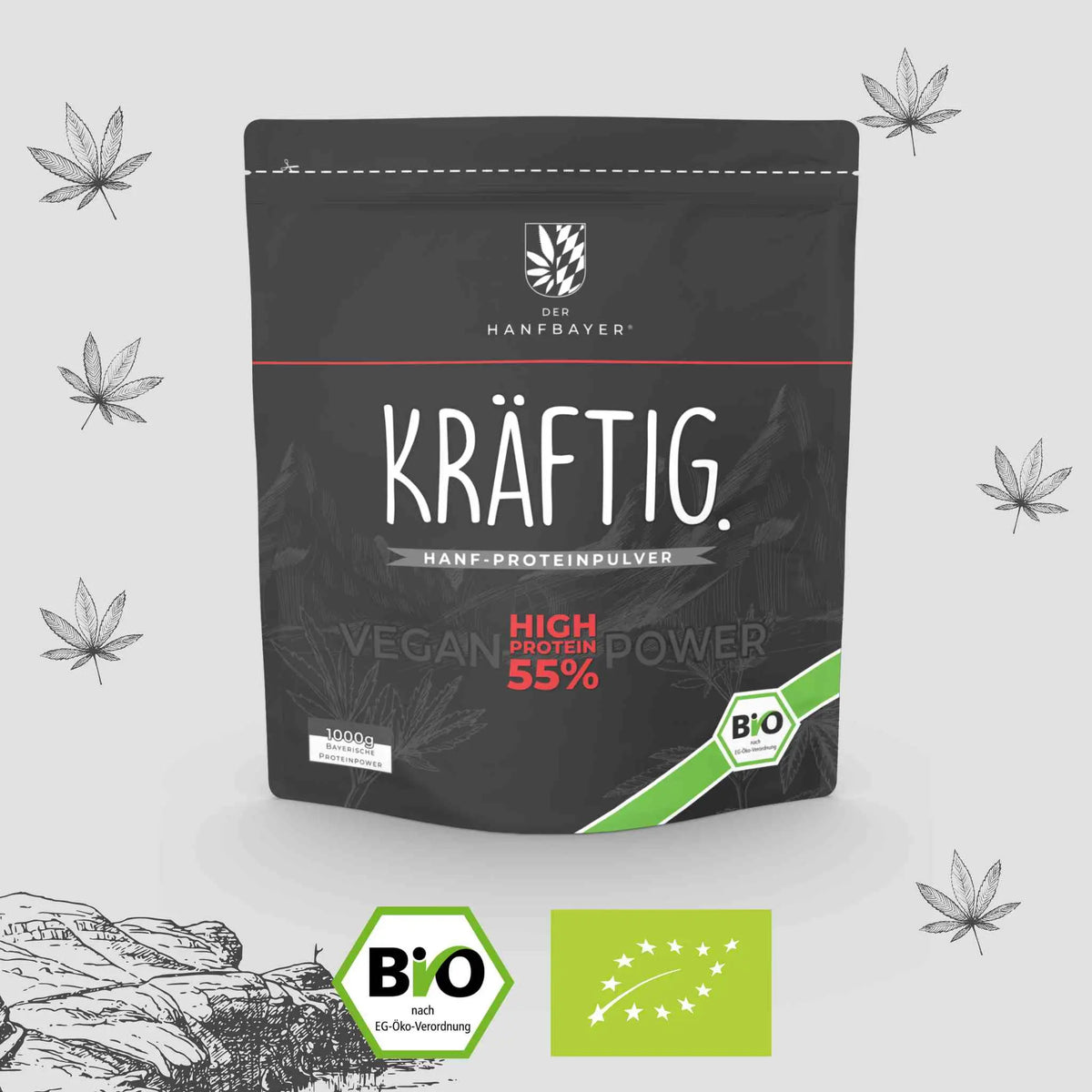 Bio Hanf Proteinpulver - KRÄFTIG. vegane Proteinquelle 1kg